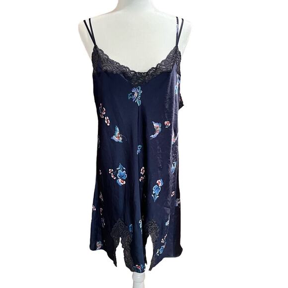 NATORI Dark Blue Papillon Chemise Floral Butterfly Lace Sleepwear‎ XL (F-239) - Picture 2 of 10